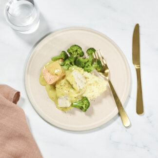 Vispannetje met broccoli en puree